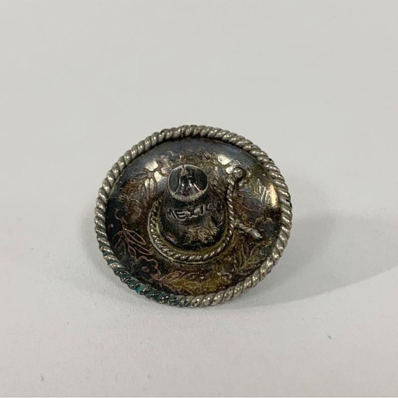 Intricate 925 Sterling Silver Taxco Sombrero Brooch - Picture 3 of 7
